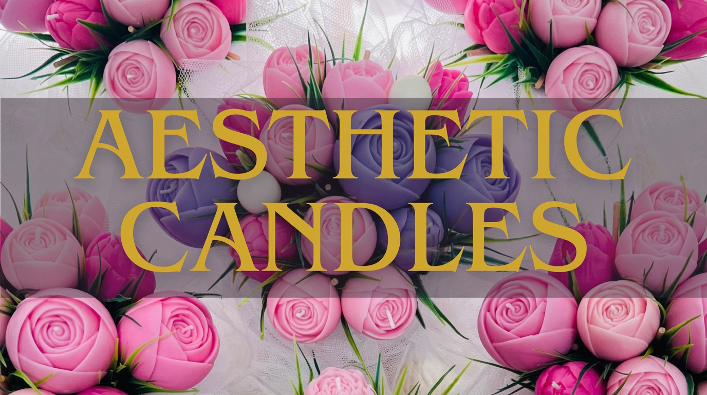 AESTHETIC CANDLES — pink and lilac wax rose candle bouquets